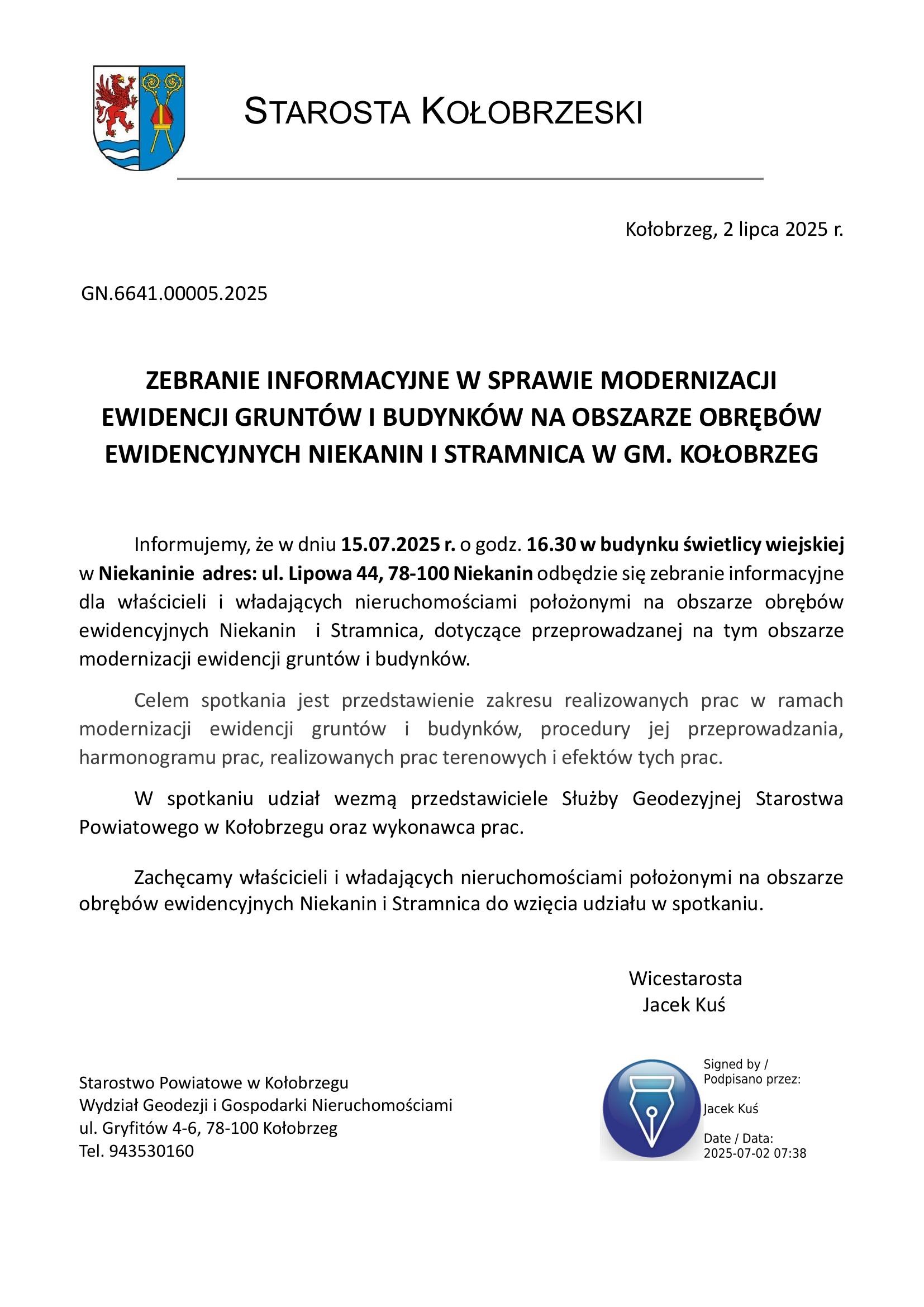 Informacja o zebraniu